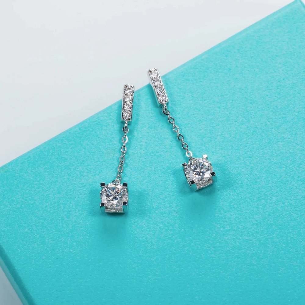 Certified 2ct. t.w. Moissanite Diamond Drop Earrings NEW A - Picture 6 of 14